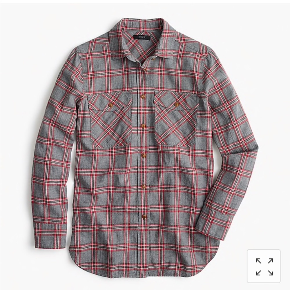 J.Crew Boy Fit Plaid Shirt in Pewter Plaid